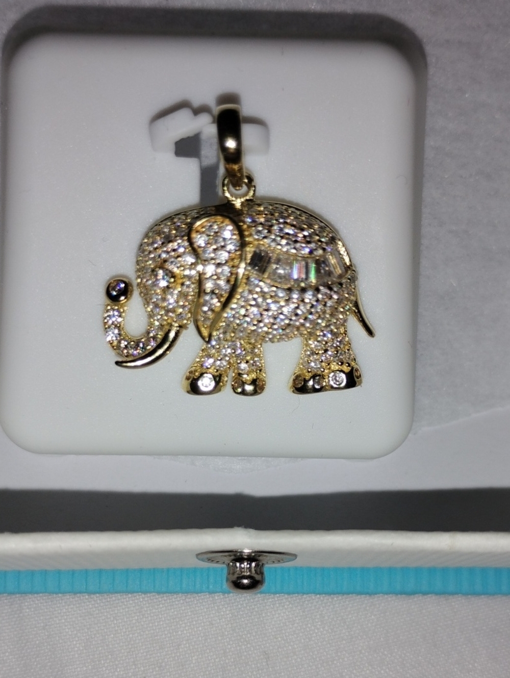 14kt Gold Over Sterling Silver Mossinate Elephant Pendant -